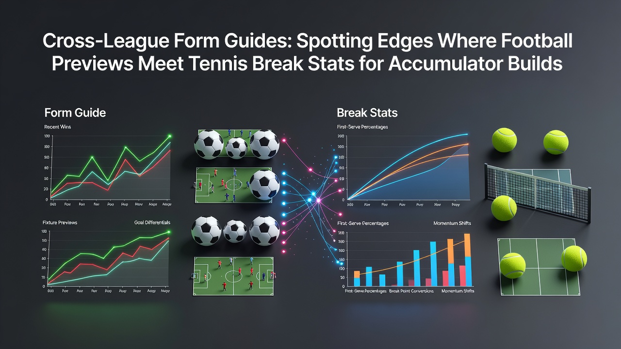 Analysts reviewing cross-sport performance charts that combine football team previews and tennis break point statistics