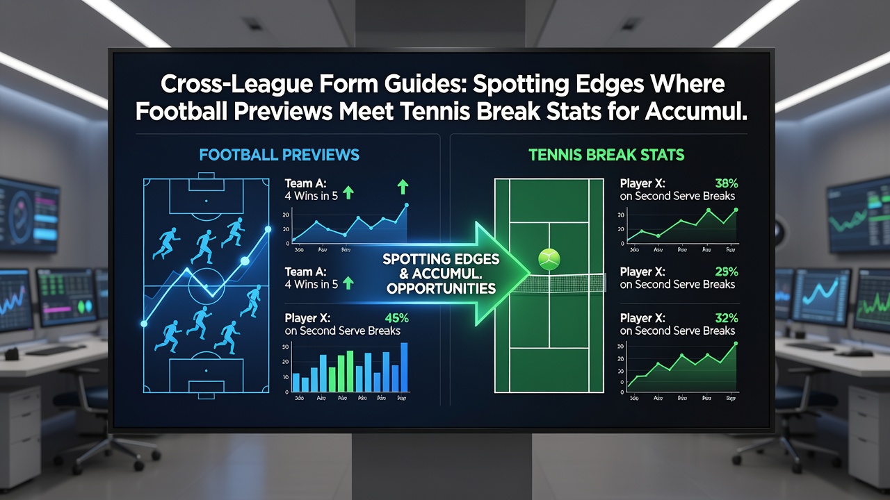 Detailed statistical overlays showing football goal trends alongside tennis break point conversion rates used in accumulator modeling