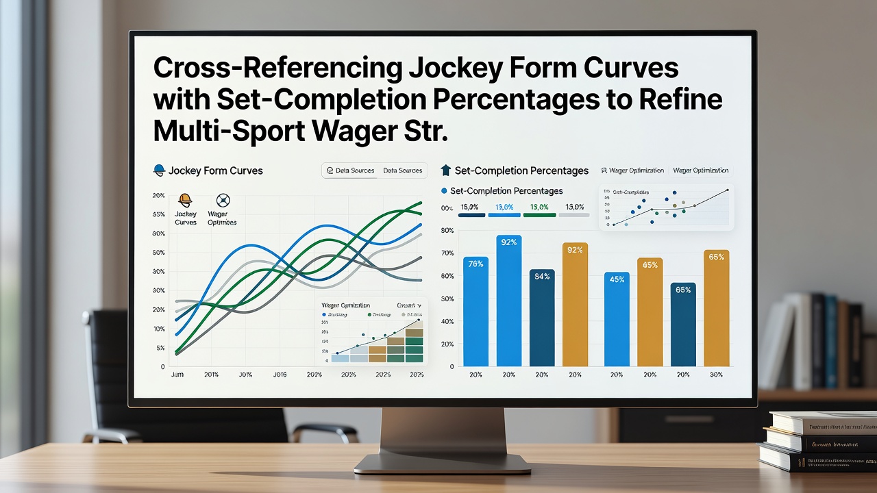 Split screen showing detailed jockey form graph next to tennis match statistics dashboard