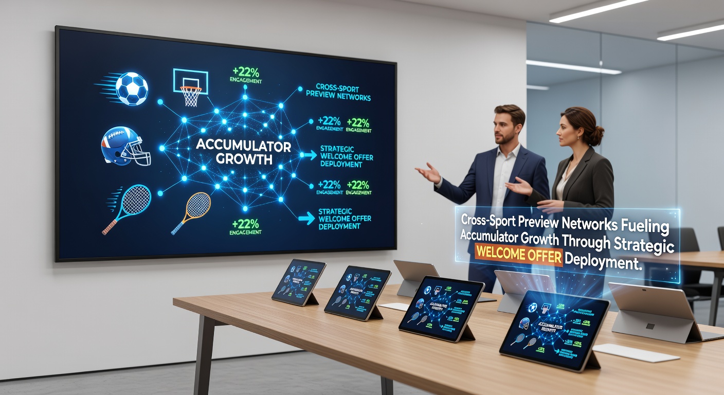 Bettor reviewing cross-sport accumulator preview with welcome bonus indicators highlighted on screen
