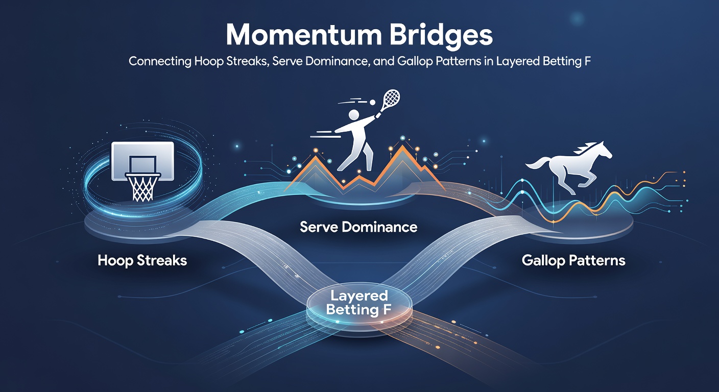 Detailed chart showing interconnected momentum indicators from basketball streaks, tennis serve statistics, and horse racing sectional times